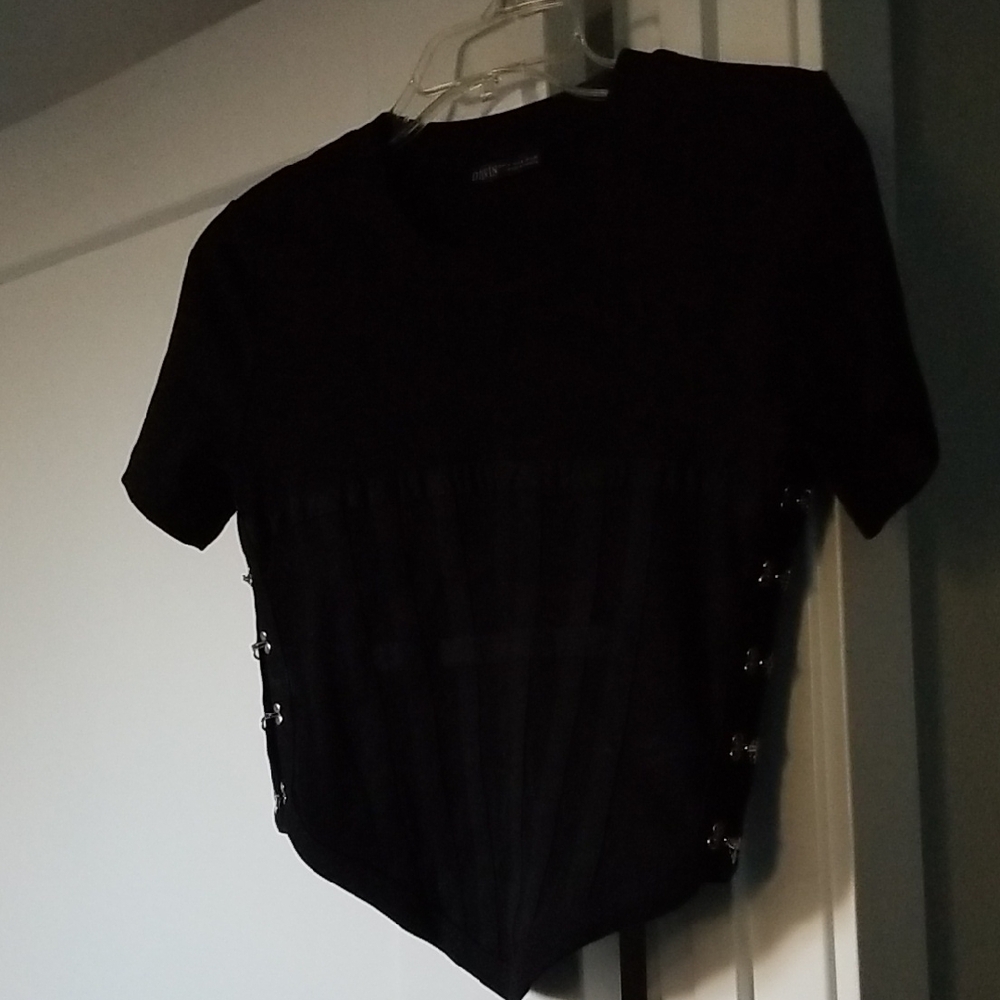 Dilvin Black Short Sleeve Top Size S